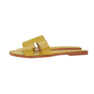 Hermès Oran Slide Jaune Citron / Semelle Camel