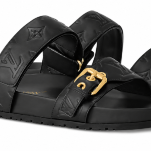 LV Bom Dia Slide Noir Monogram / Boucle Dorée