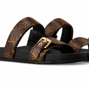 LV Bom Dia Slide Monogram Canvas Marron / Boucle Dorée