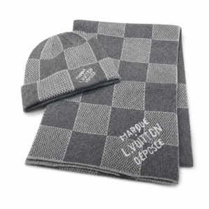 LV Damier Scarf Set - Bonnet + écharpe - Gris